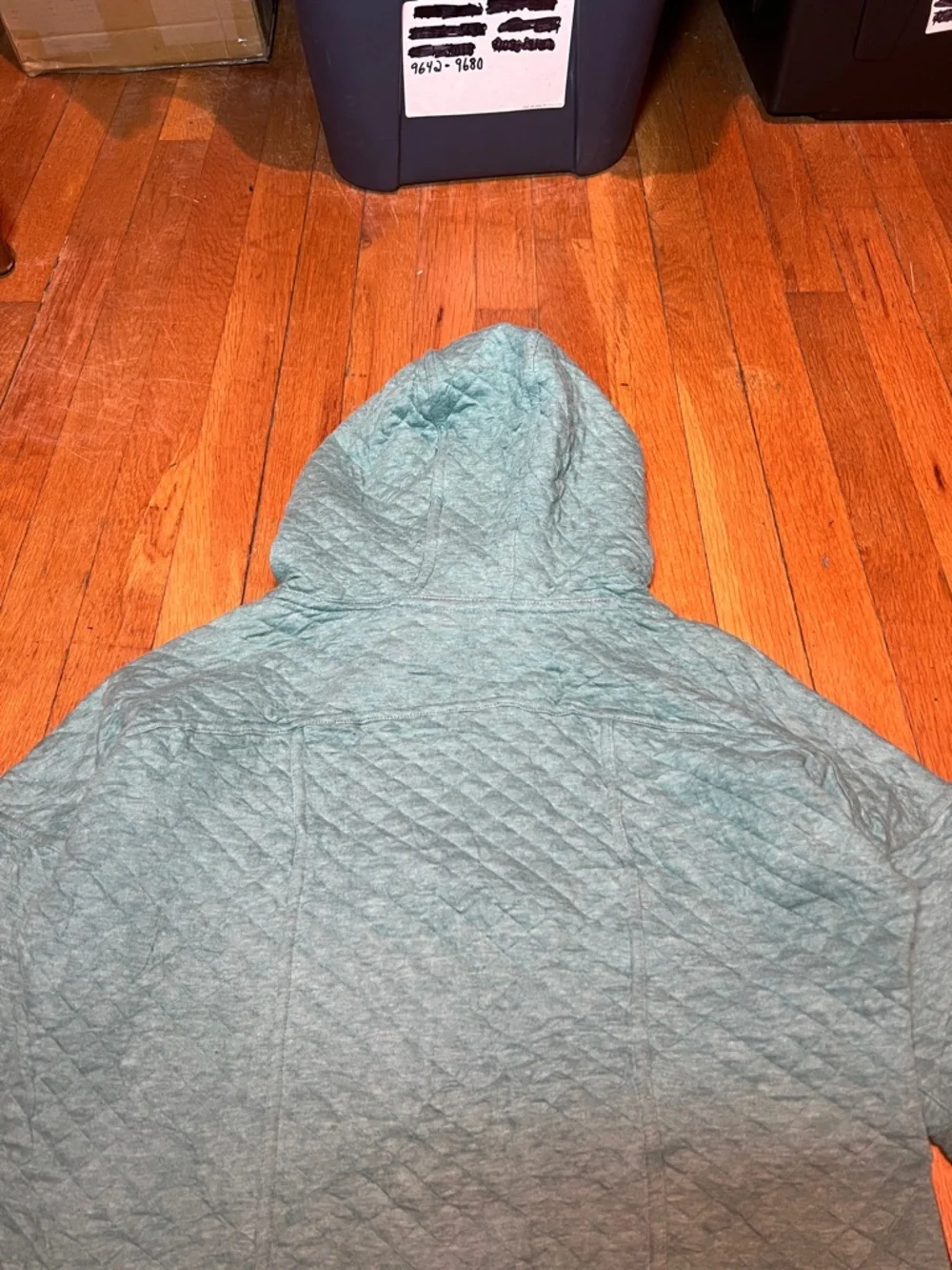 Patagonia Organic Cotton Quilted Hoody Jacket in Beryl Green, Women’s size Small - Picture 12 of 15